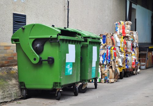 Sorted demolition waste materials ready for recycling